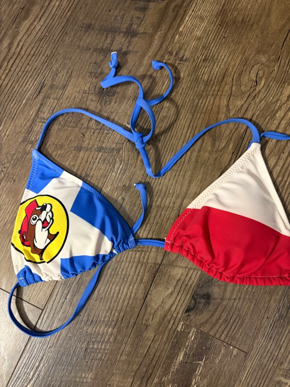 BUC-EE’S Red, White & Blue Triangle Bikini Top Size Medium